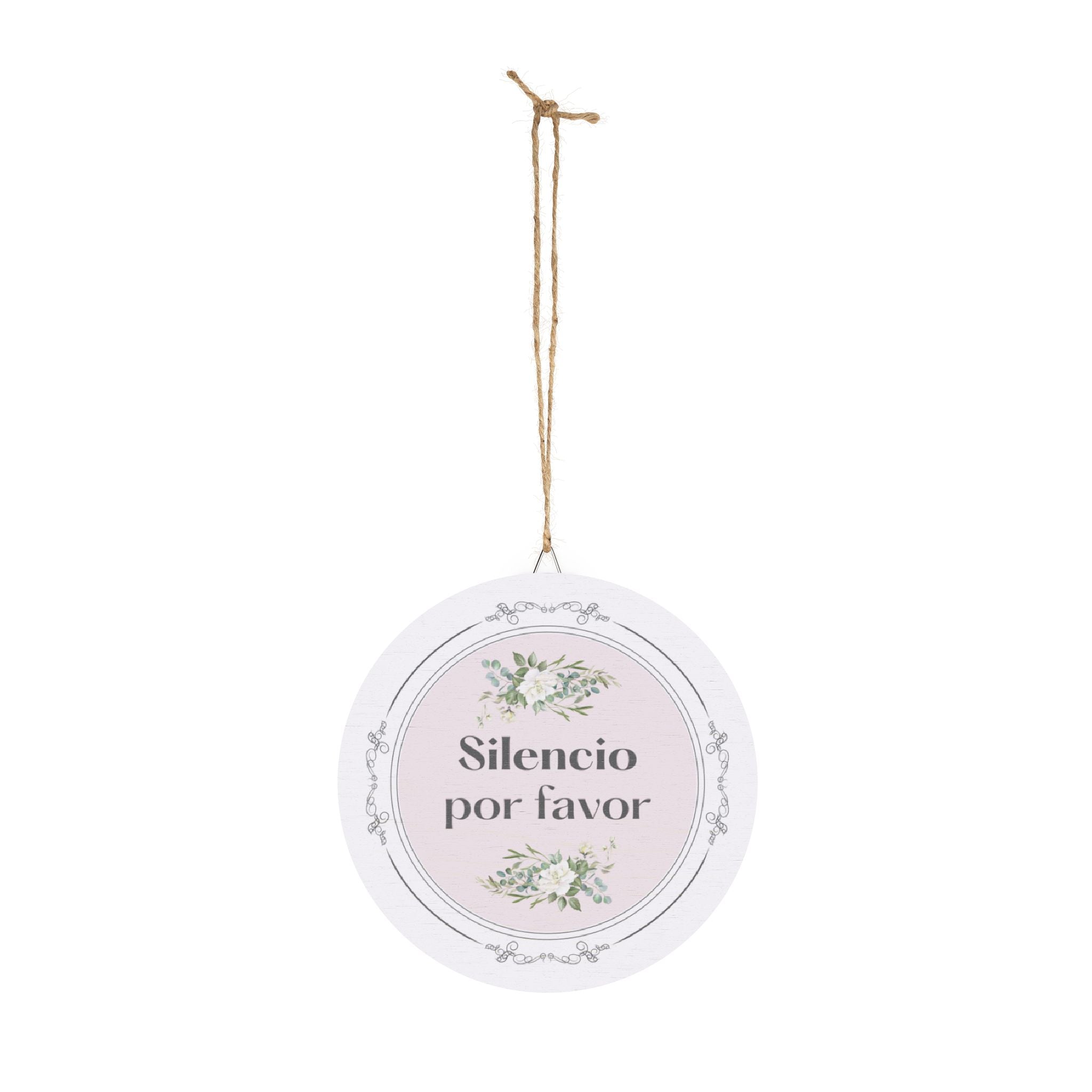 Silencio por favor hanging wooden wall sign