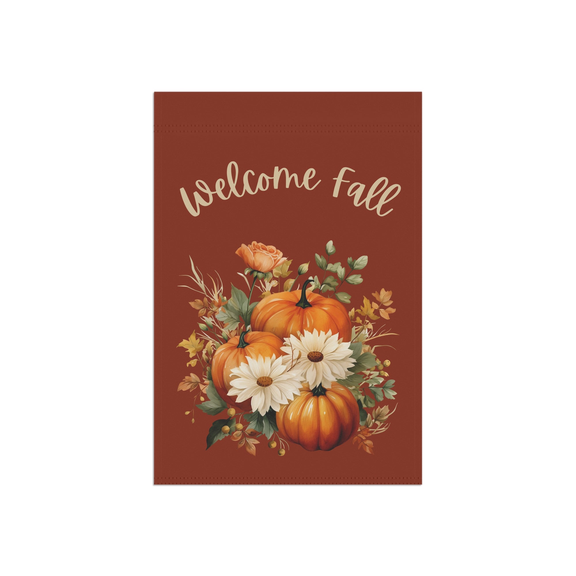 Welcome Fall Yard Flag with Floral Pumpkin Design