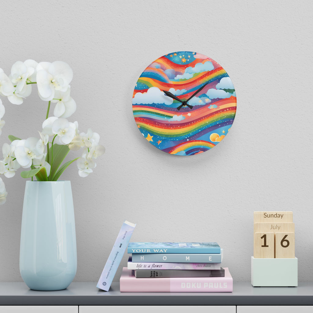 Whimsical Rainbow Wall Clock