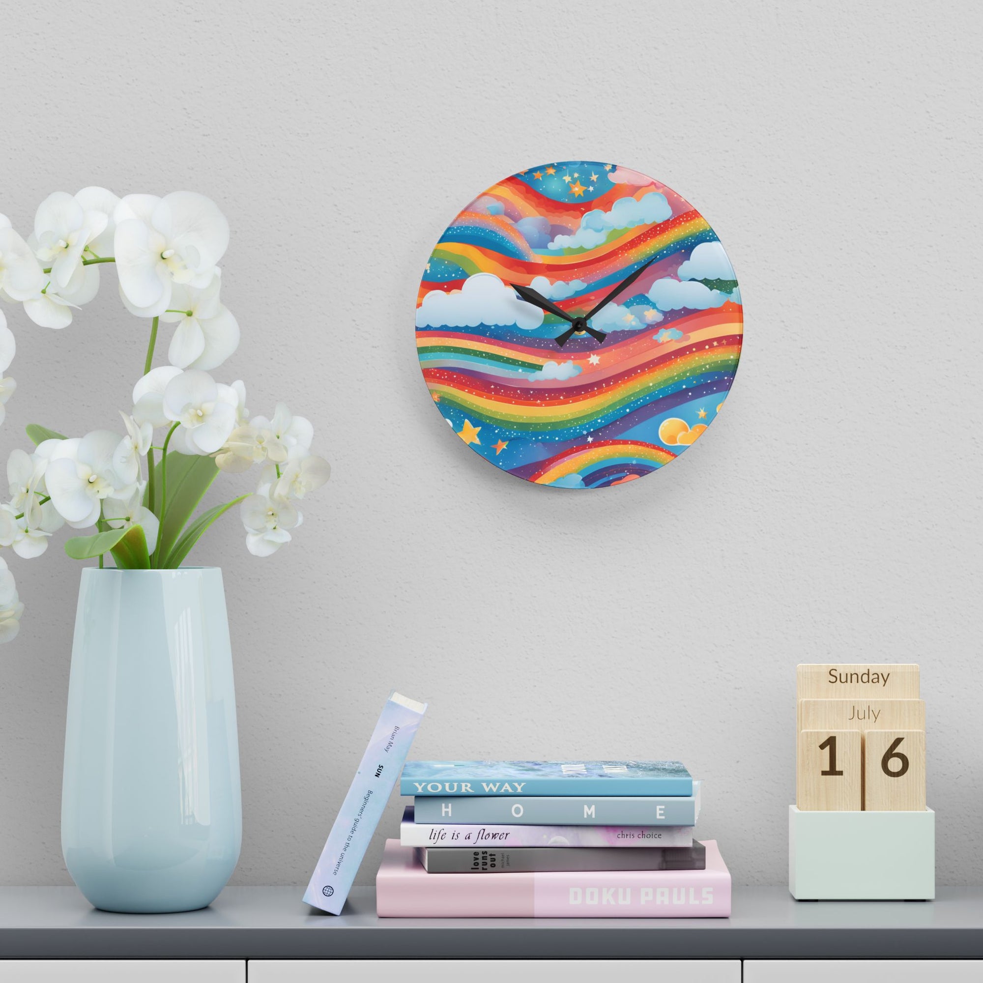 Whimsical Rainbow Wall Clock