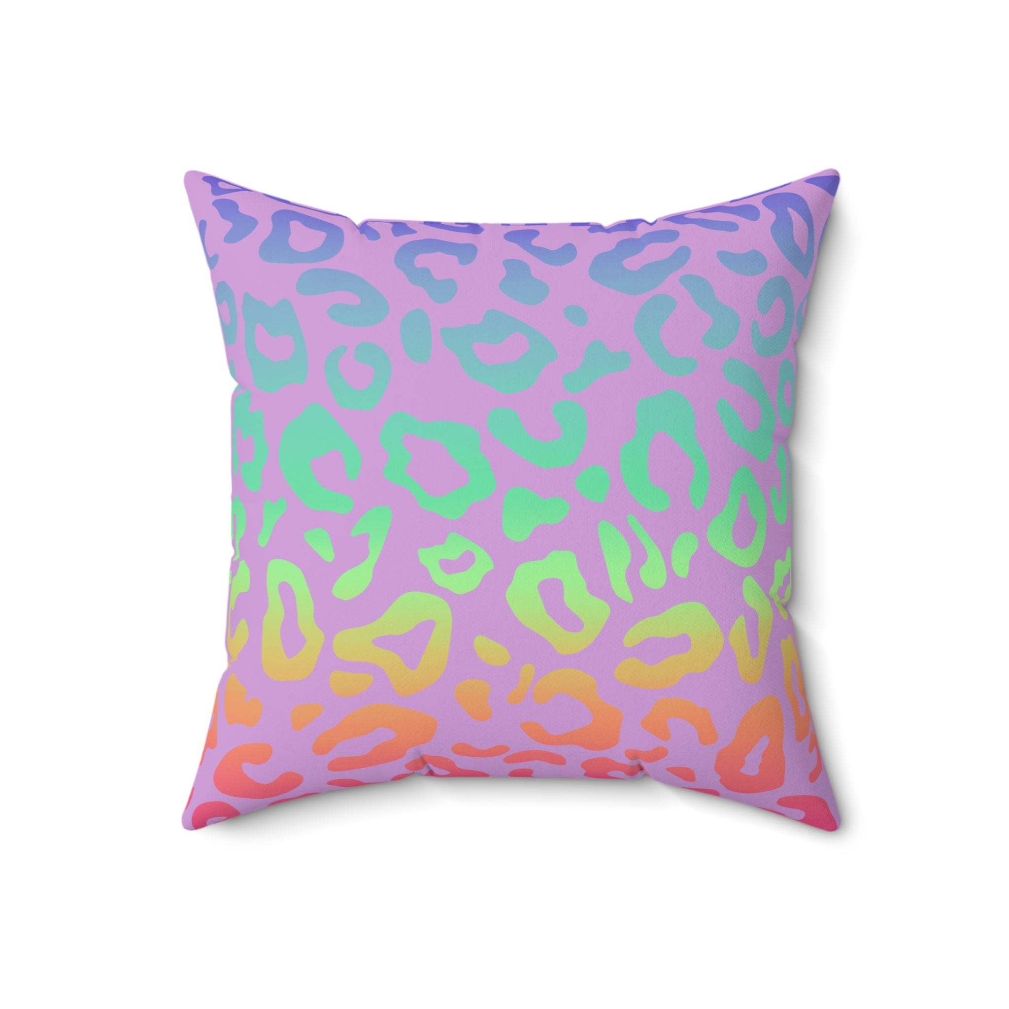 Bespattered Facade Vibrant Leopard Print Faux Suede Square Throw Pillow | 4 Sizes