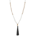 Everyday Basic Czech Glass Beads & Silk Tassel Necklace