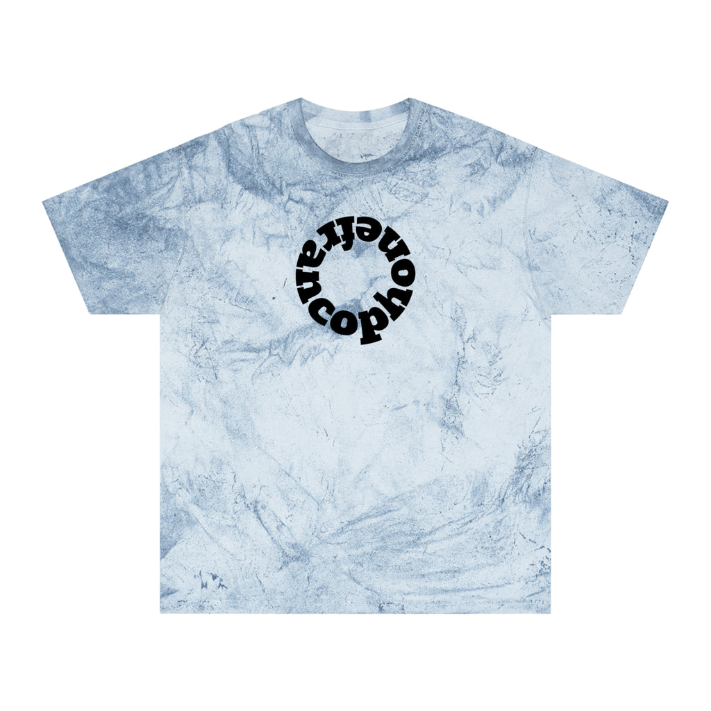 Francophone circular tye-dye tee shirt, retro unisex t-shirt for French language speakers