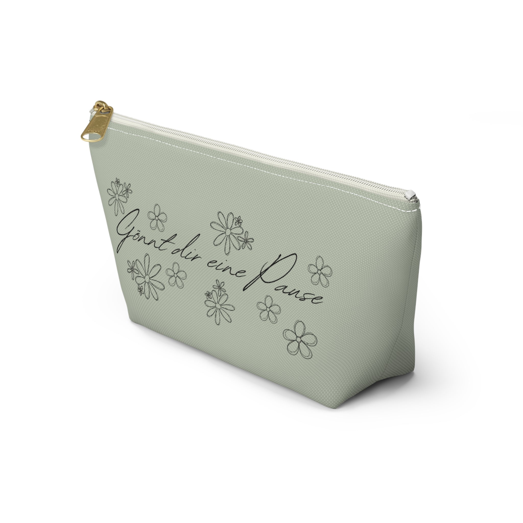 German mental health Accessory Pouch "Gönnt dir eine Pause" (Give yourself a break) Floral Makeup Bag, geschenk