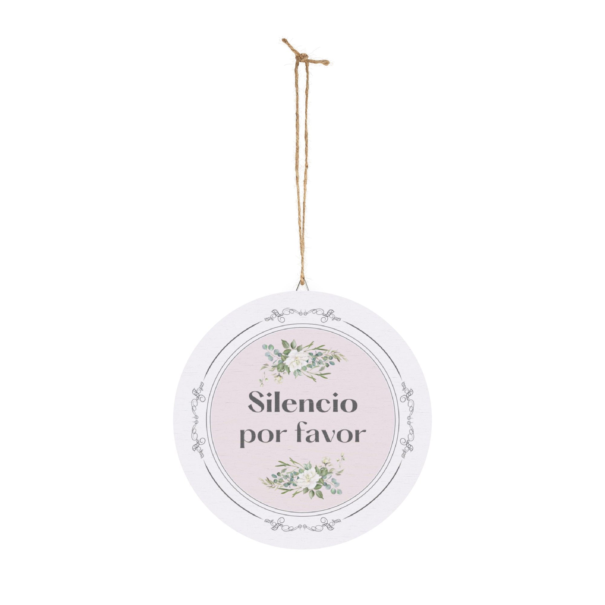 Silencio por favor hanging wooden wall sign