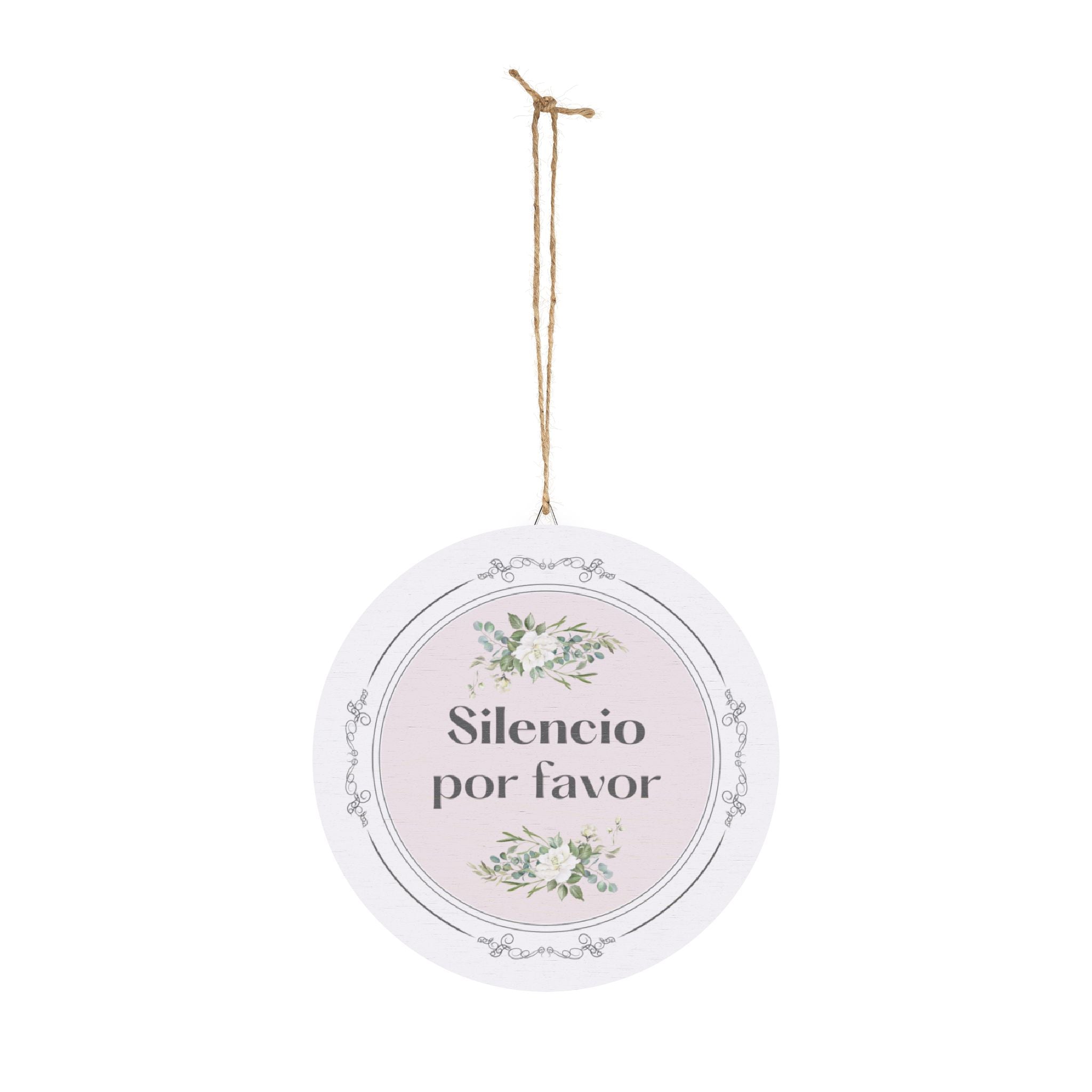 Silencio por favor hanging wooden wall sign