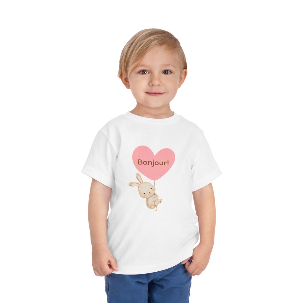 Bonjour Toddler Tee with Bunny & Heart