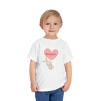 Bonjour Toddler Tee with Bunny & Heart by Printify