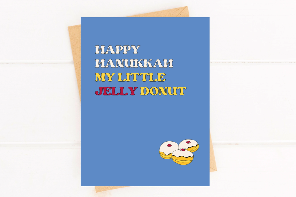 Jelly Donut Cute Hanukkah Card for Couples Romantic Holiday by Five Dot Post