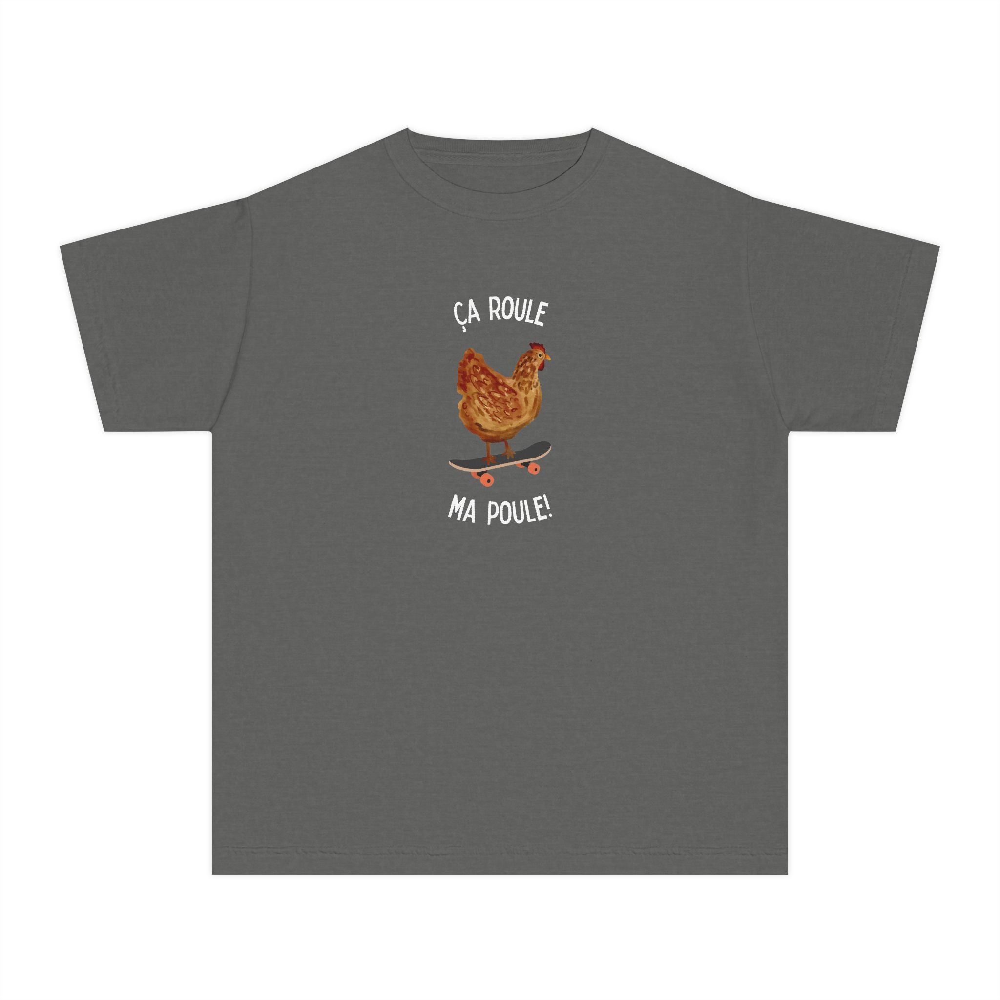Kids funny French tee "Ça Roule Ma Poule", Youth T-Shirt, Cute Farm Animal Design