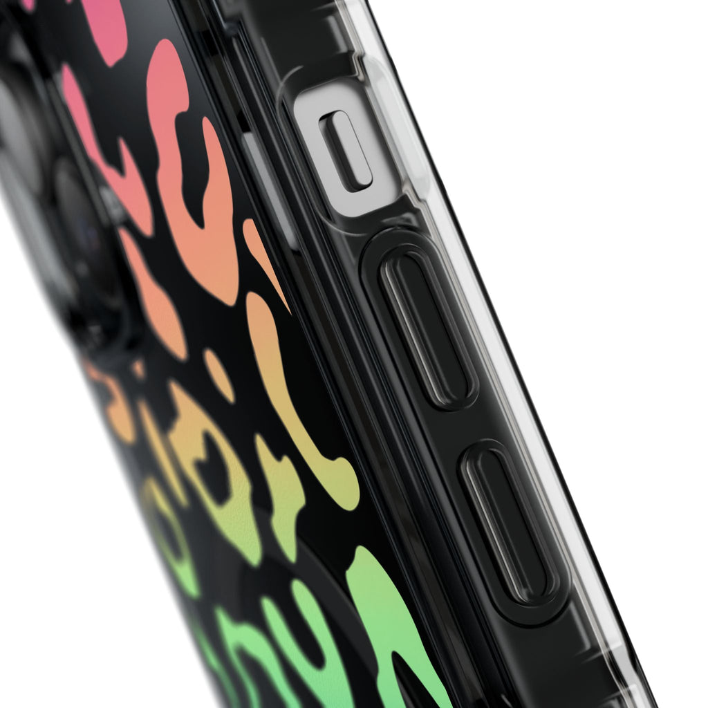 Bespattered Facade Bright Rainbow Leopard MagSafe Clear Impact Case