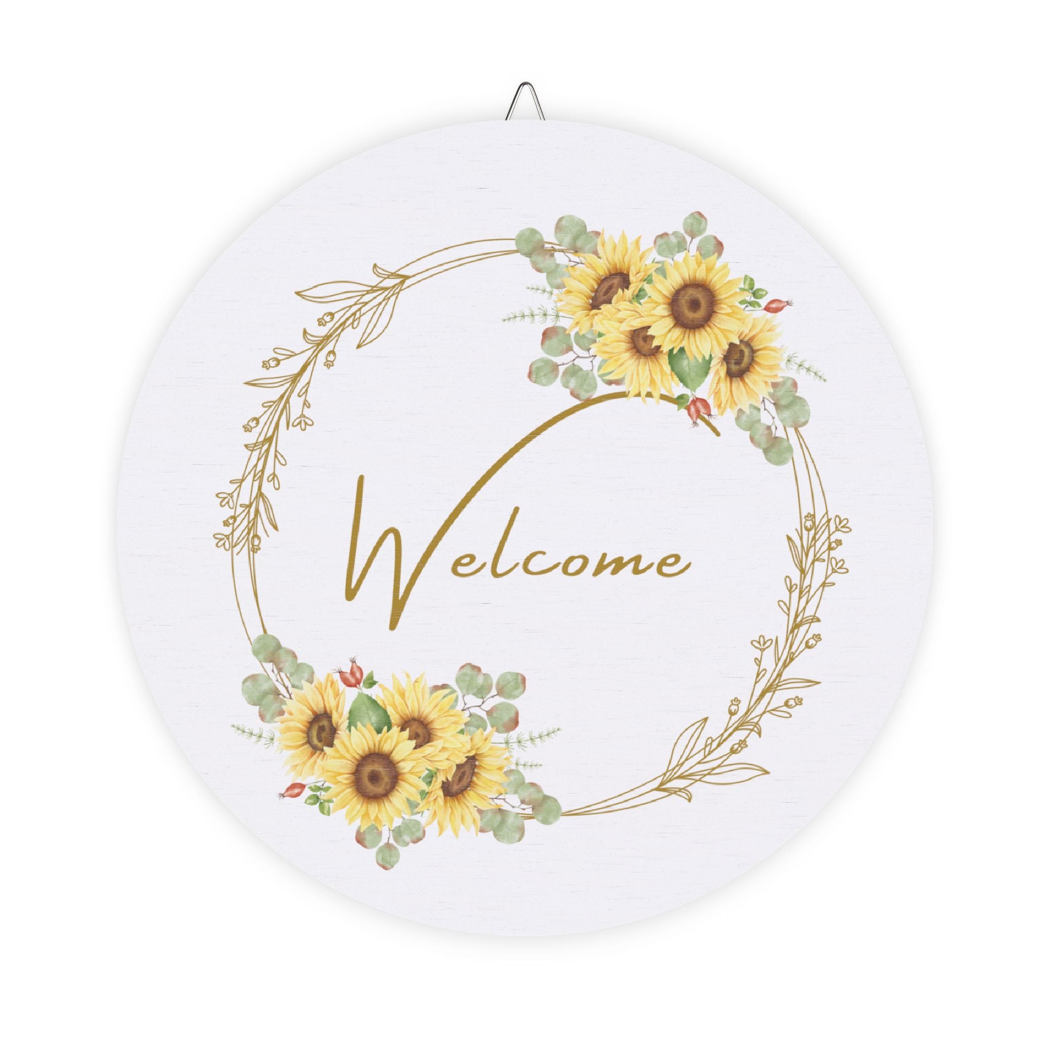 Wooden hanging Sunflower Welcome Sign