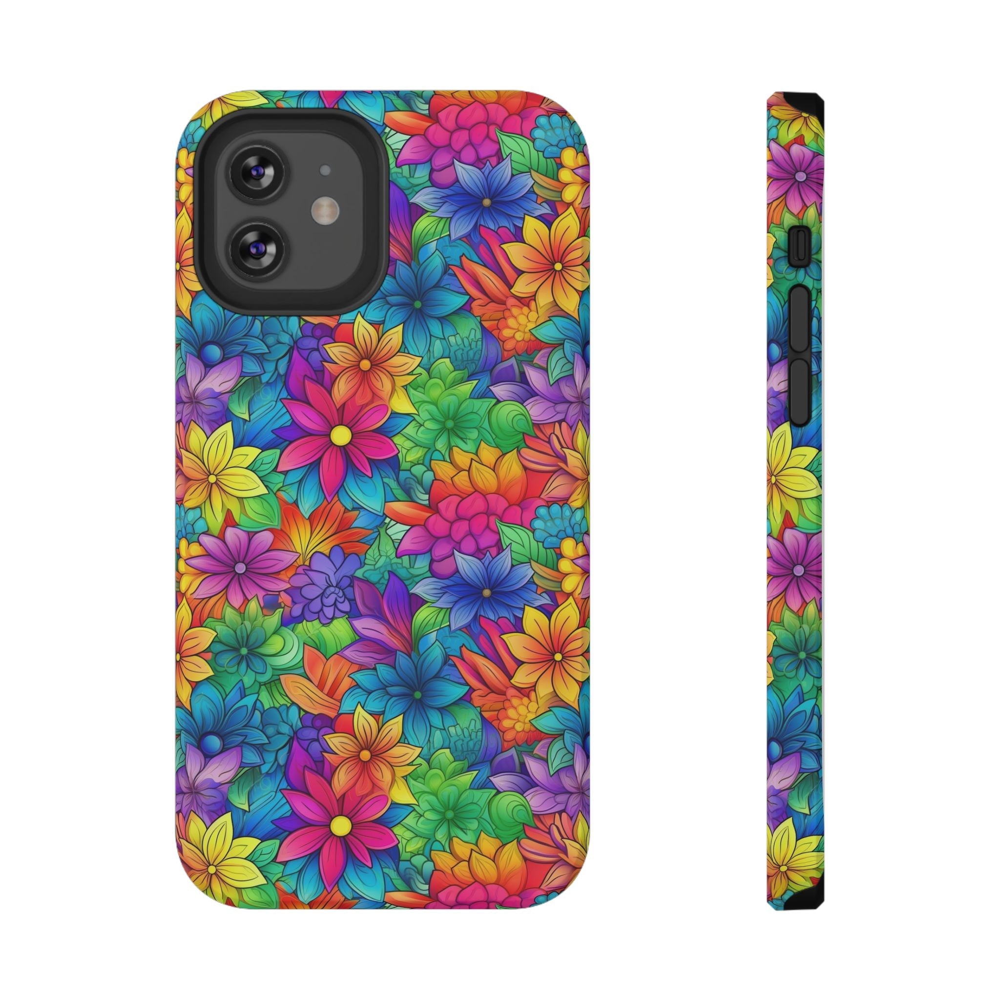 Bespattered Facade Bright Rainbow Flowers Impact-Resistant Case