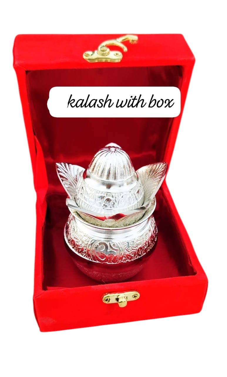 German Silver Mangal Kalash for Puja Or Housewarming Gift In Potli Bag
