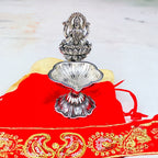 Antique German Silver Laxmi Diya