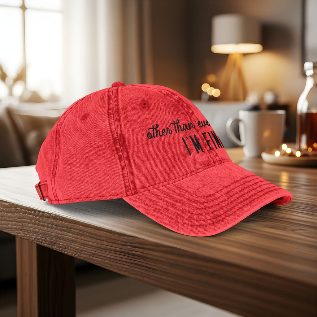 Bespattered Facade "I'm Fine" Black Embroidered Vintage Cap