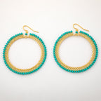Beaded Gold-Plated Circle Earrings