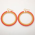 Beaded Gold-Plated Circle Earrings