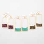 Golden Rectangle & Crystal Earrings