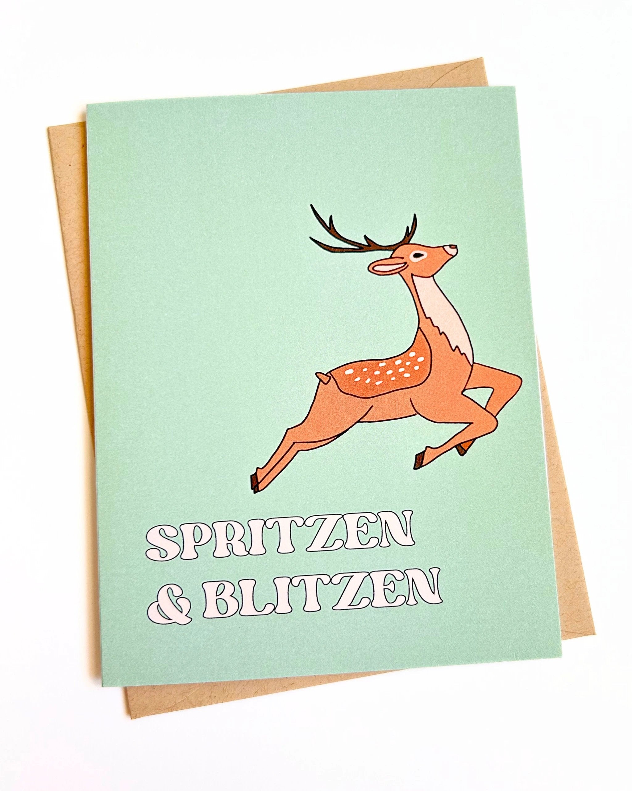Spritzen Funny Holiday Card Sprits Christmas Card by Five Dot Post