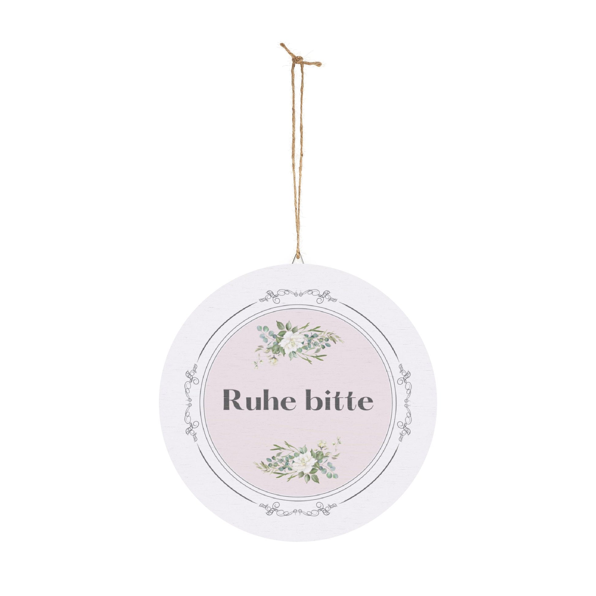 Ruhe bitte German hanging wooden wall sign