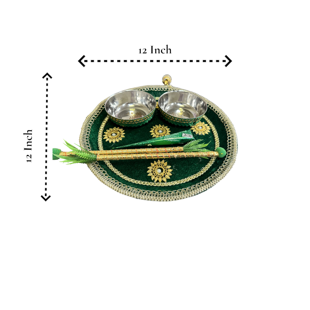 Velvet Embroidered Thali or Platter or Tray