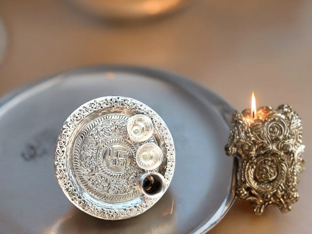 Hand Engraved German Silver Pooja Thali