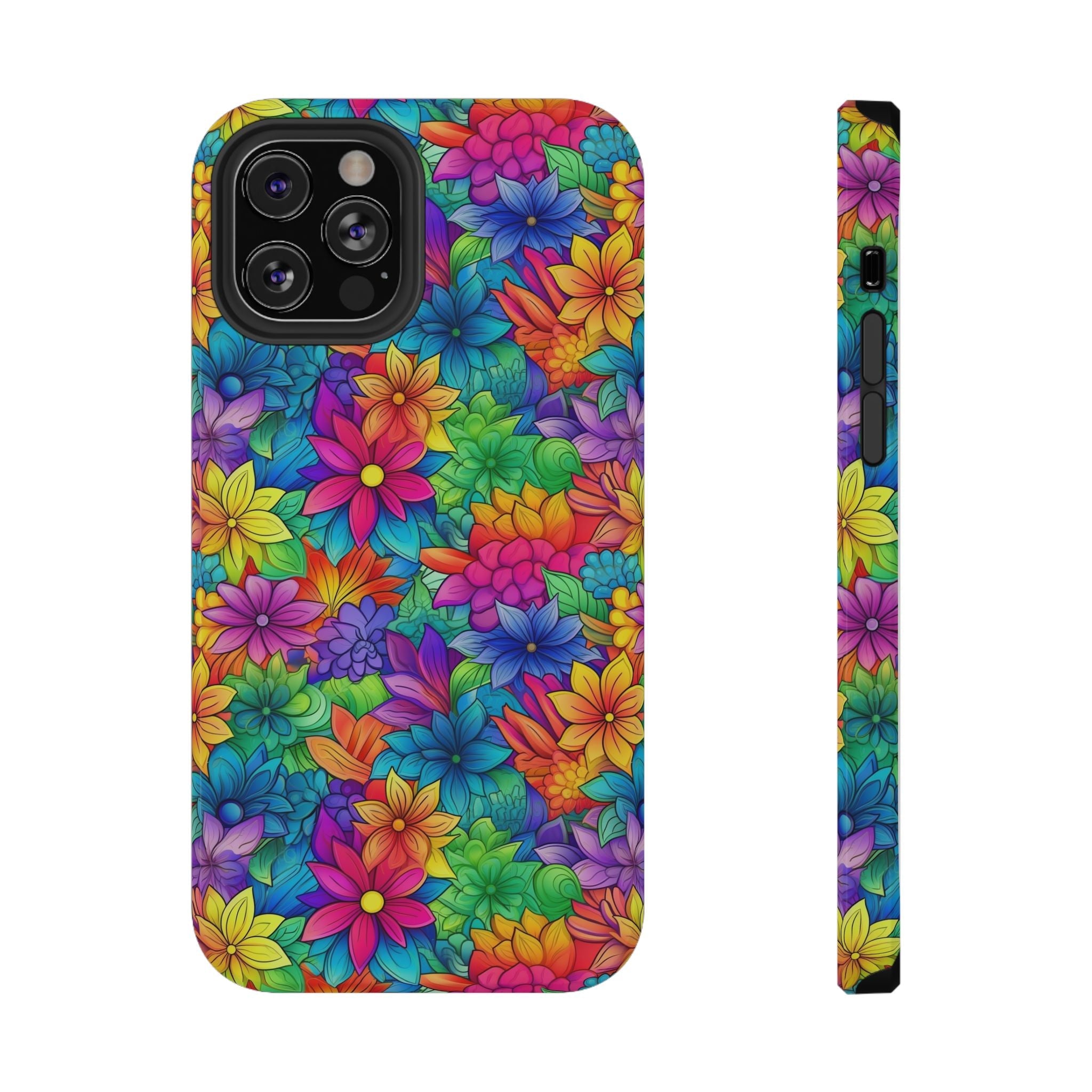 Bespattered Facade Bright Rainbow Flowers Impact-Resistant Case