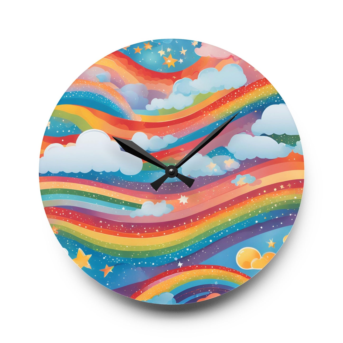Horloge murale fantaisiste arc-en-ciel