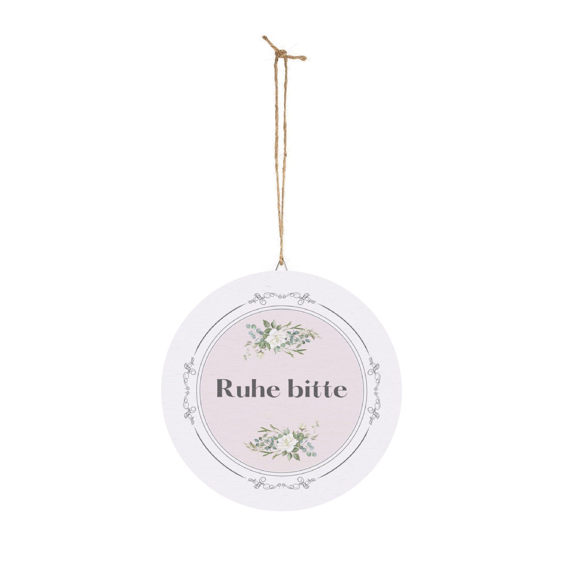 Ruhe bitte German hanging wooden wall sign