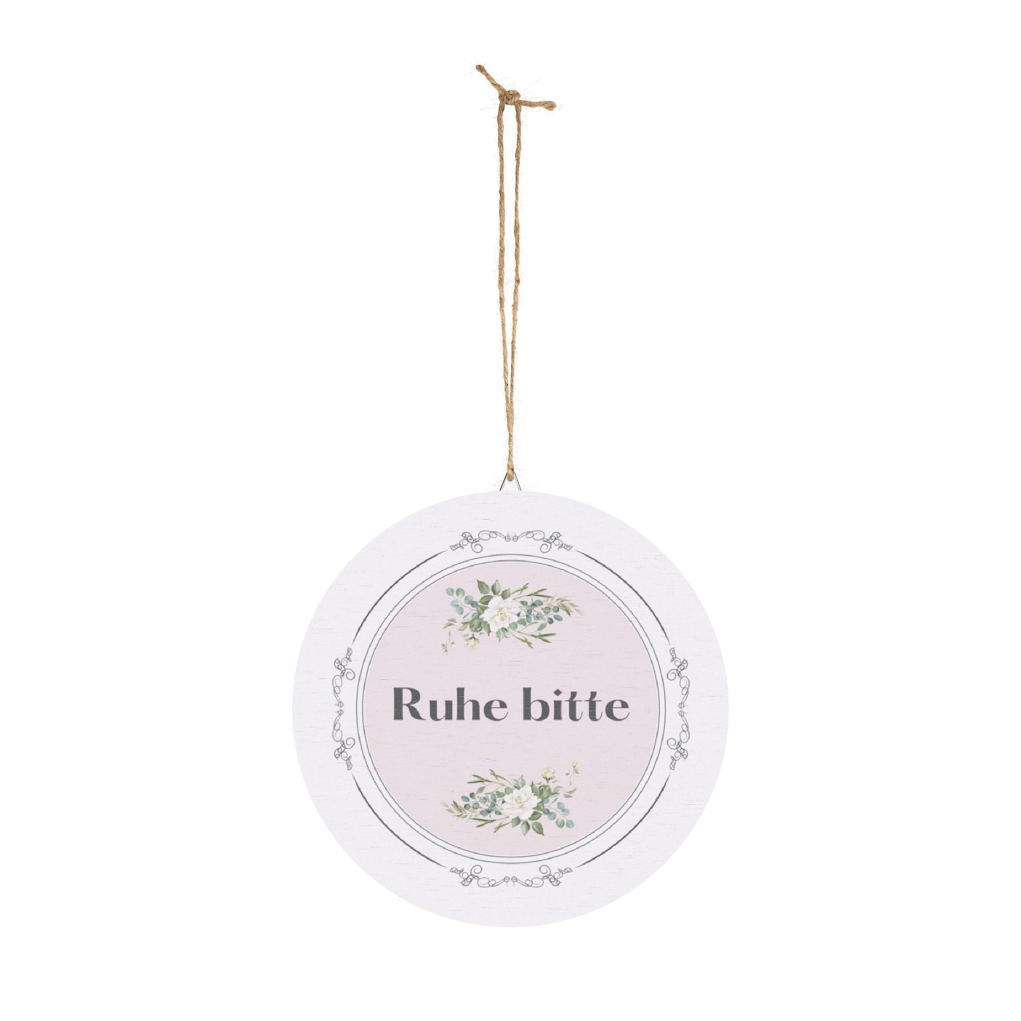 Ruhe bitte German hanging wooden wall sign