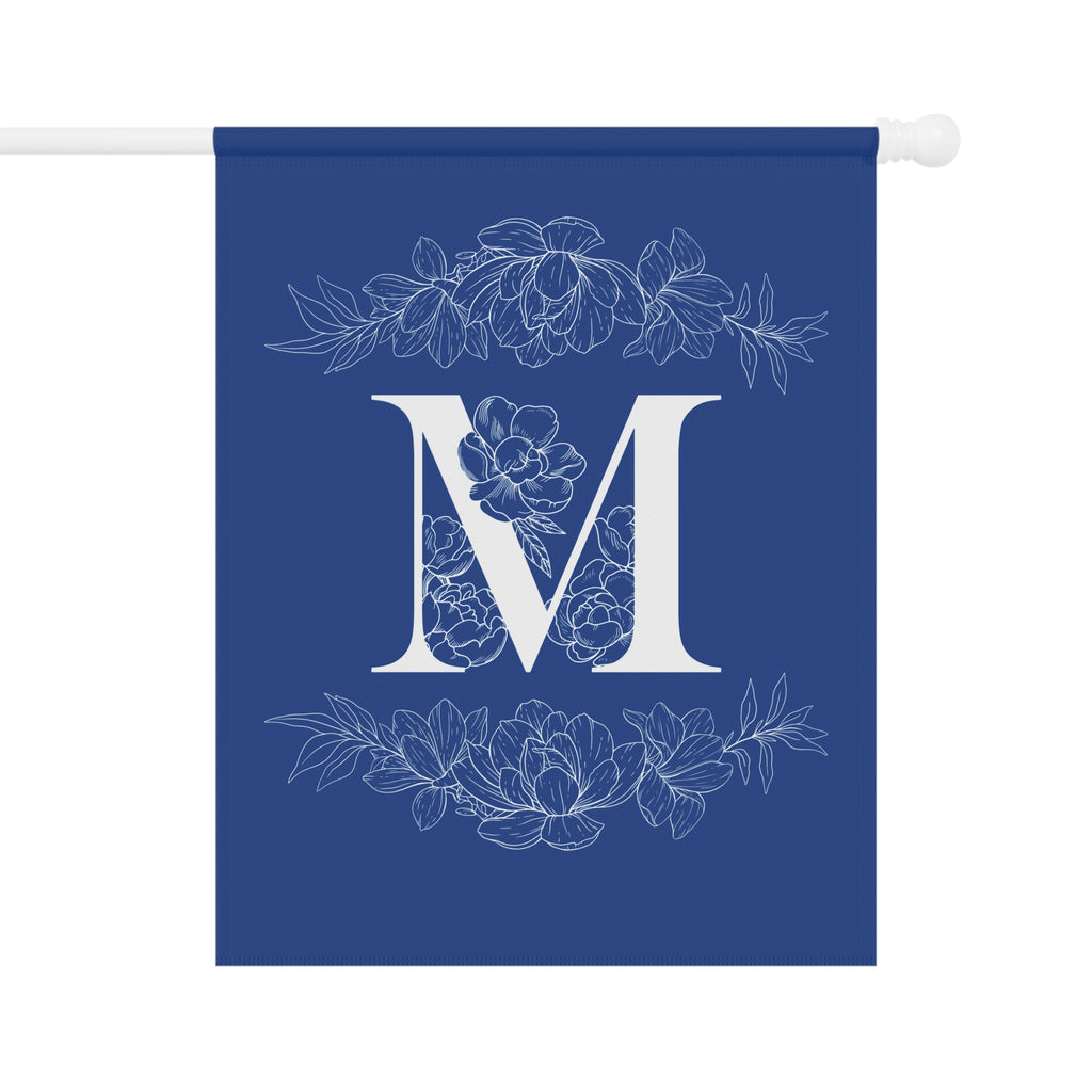 Elegant Personalized initial letter Garden Banner with Floral Design - La Vie Bien - custom garden - Custom letter banner