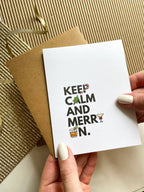 Keep Calm and Merry On Funny Christmas Card Cute Christmas Cards by Five Dot Post