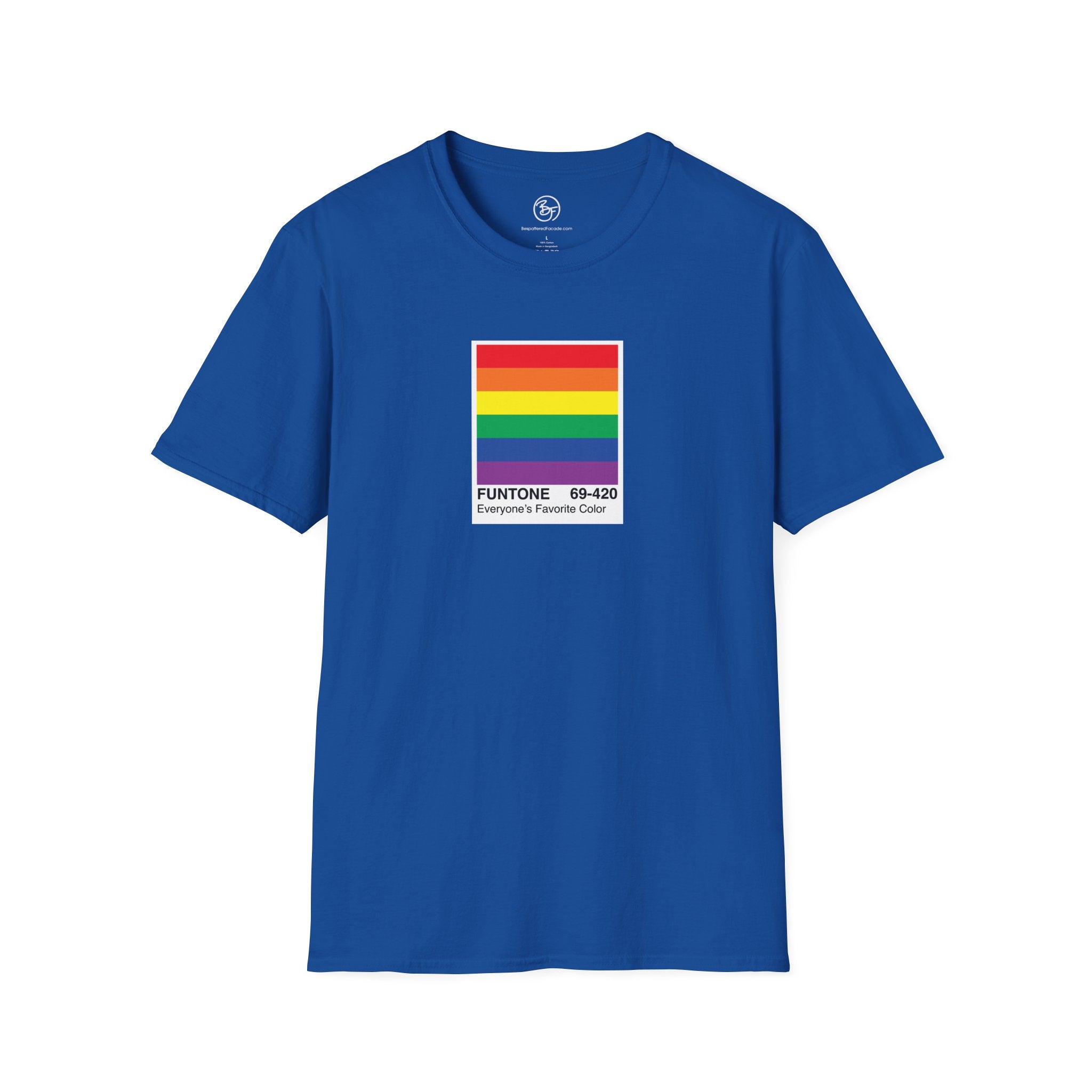 Bespattered Facade Everyone's Favorite Color Rainbow "Funtone" Chip Unisex Softstyle T-Shirt