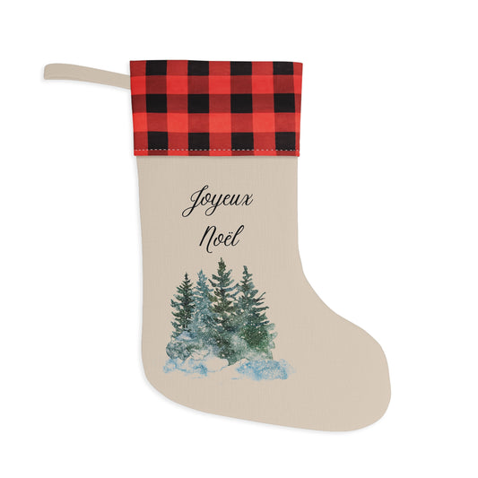 Joyeux Noël plaid Christmas stocking