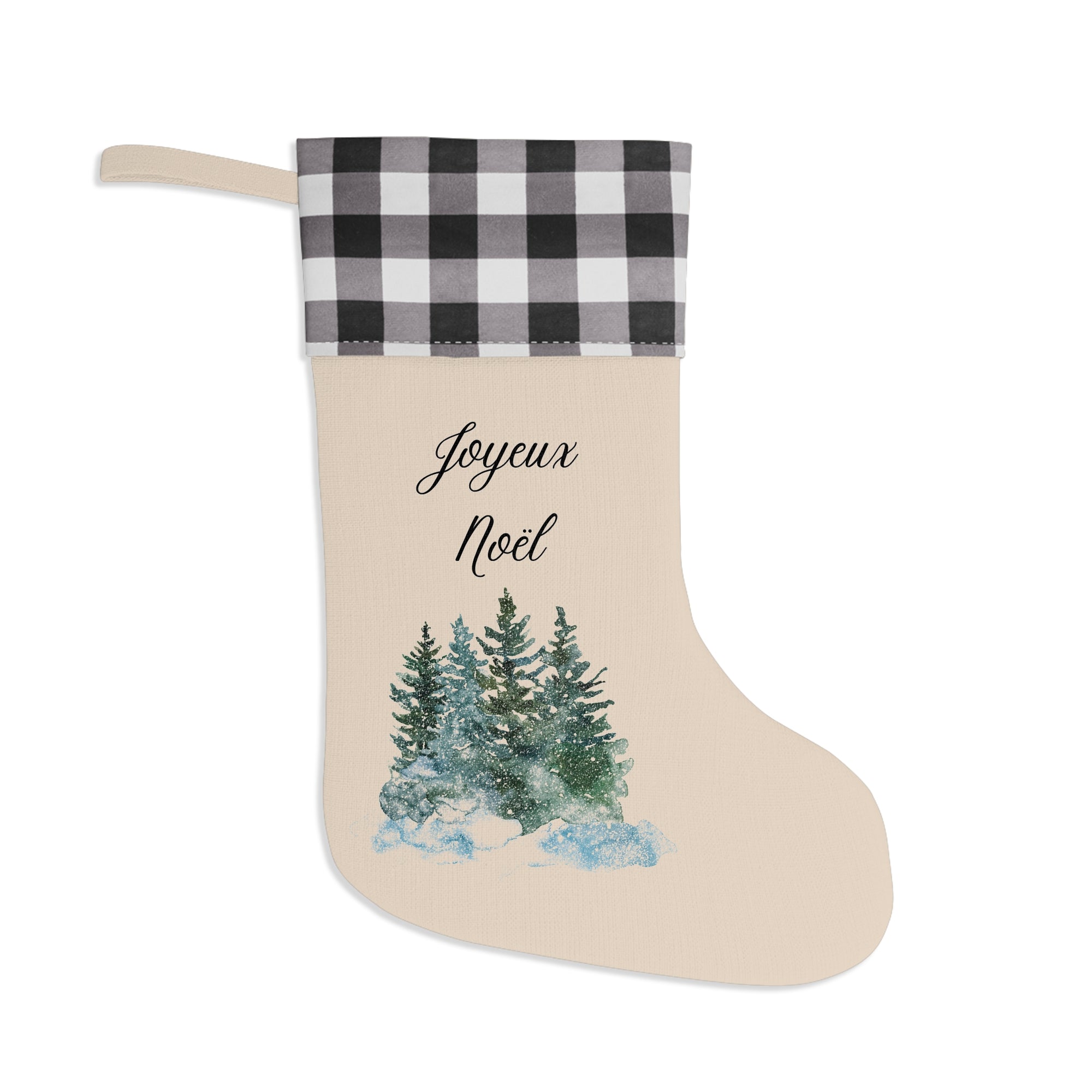 Joyeux Noël plaid Christmas stocking