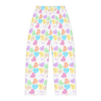 Sassy French Candy Heart Pajama Pants, Pastel Conversation Hearts Print Sleepwear by Printify