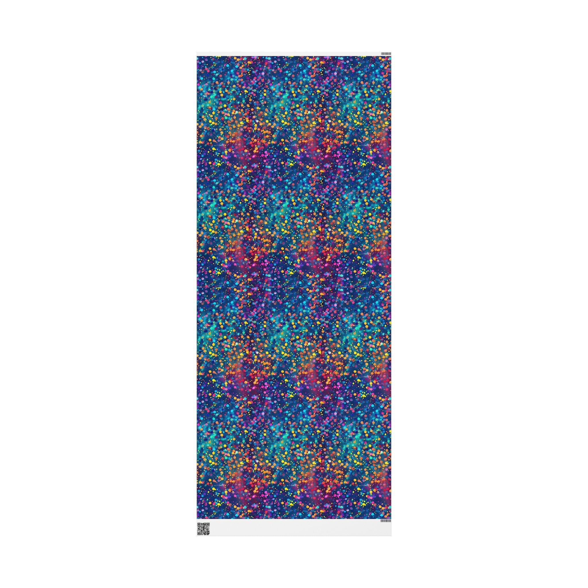 Bespattered Facade Party Time Rainbow Confetti Dots Wrapping Paper | Three Sizes | Glossy or Matte