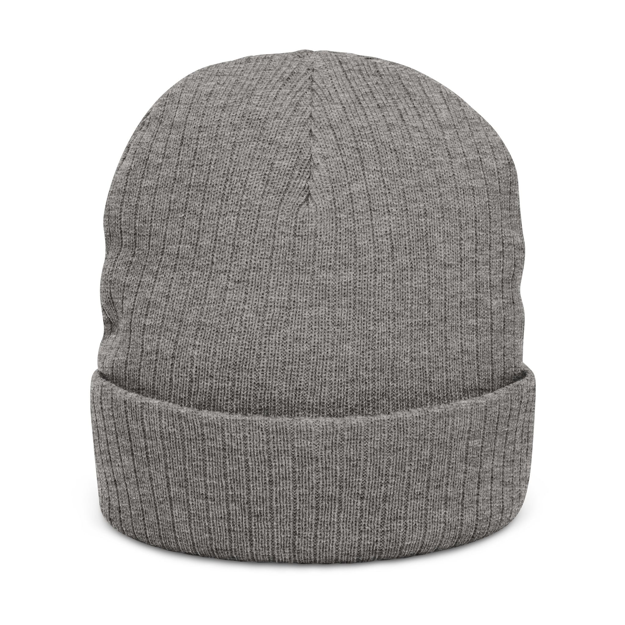 Nein Embroidered Ribbed Beanie — Cozy Black Knit Winter Hat