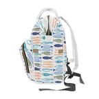 Fishy Sardines Diaper Backpack, Multifunctional Baby Bag with Insulated Bottle Pockets