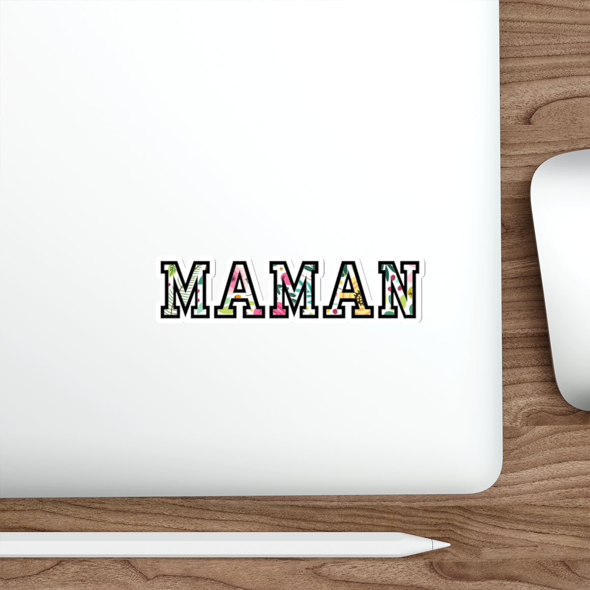 Floral French Maman Die-Cut Sticker