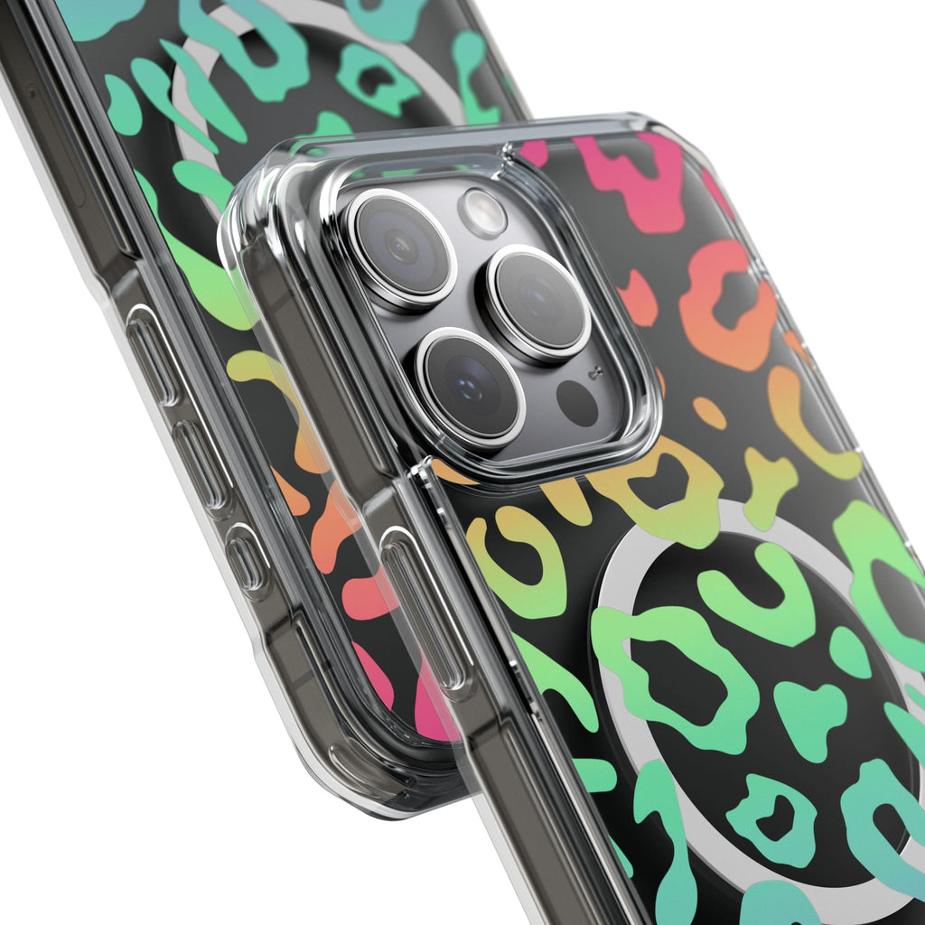 Bespattered Facade Bright Rainbow Leopard MagSafe Clear Impact Case