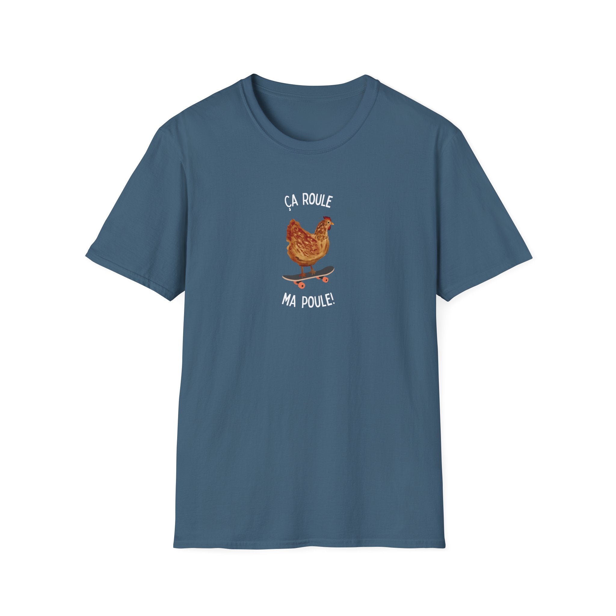 Chicken Skateboard T-Shirt — “Ça Roule Ma Poule” Funny French Hen Graphic Tee