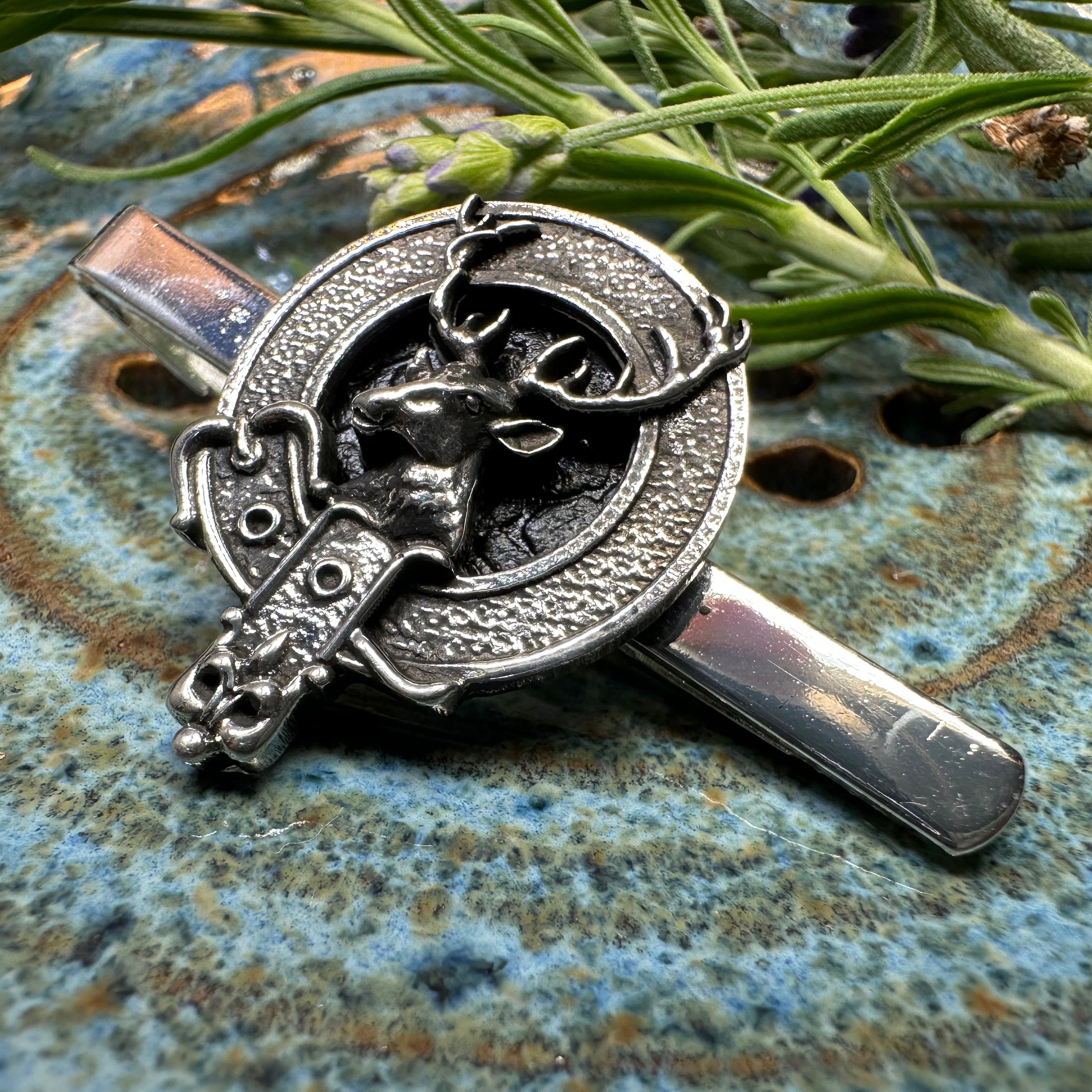 Highland Stag Pewter Tie Bar for Men - Handmade in Scotland