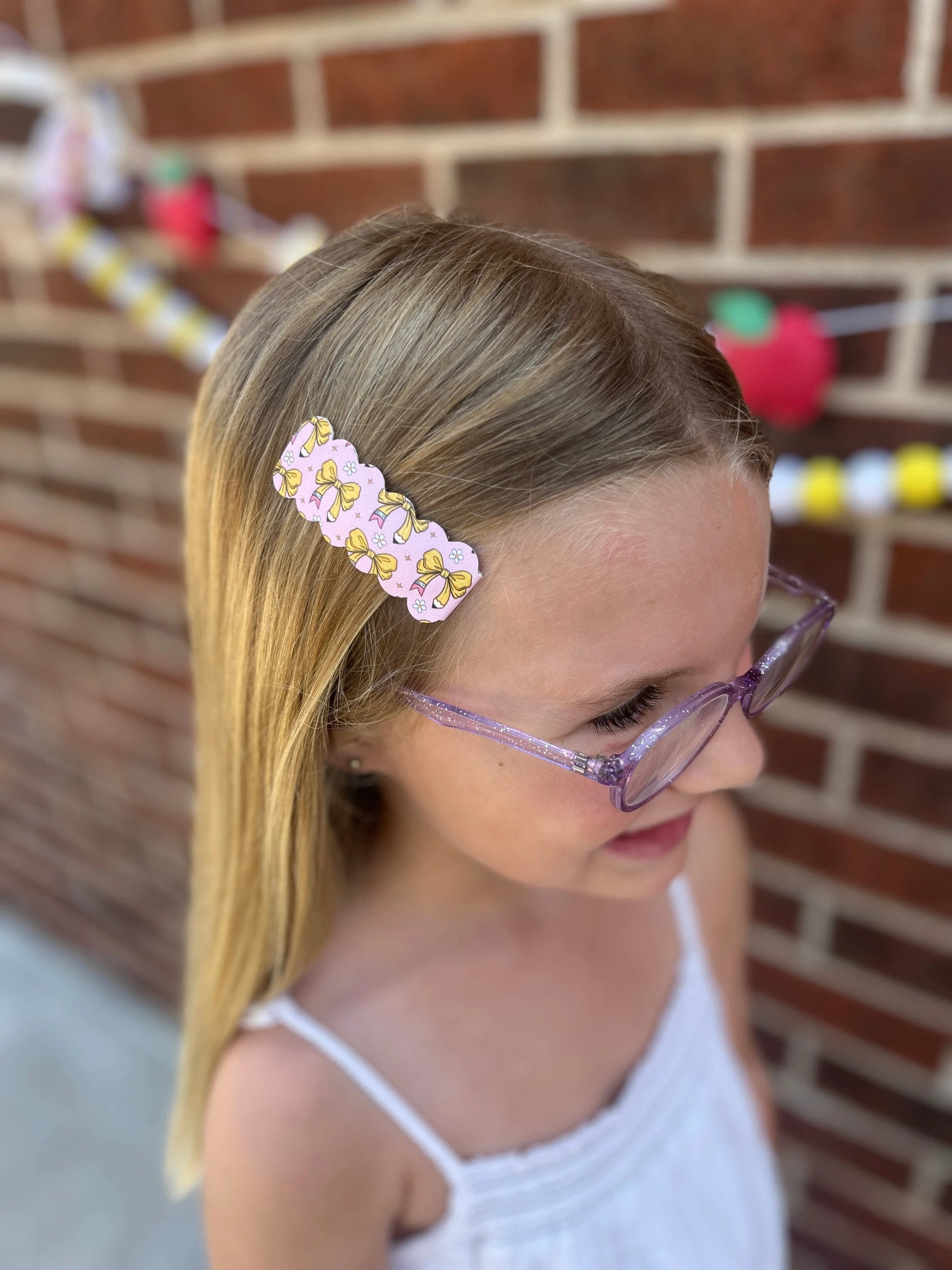 Pencil Bow Single Snap Clip by Evie Pearl Handmade