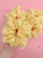 Butter Yellow Ribbed Scrunchy by Evie Pearl Handmade