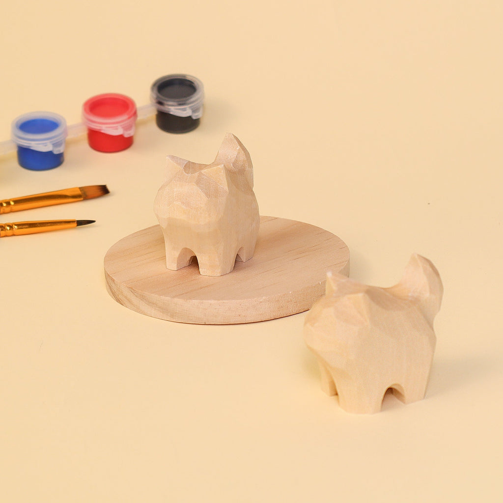 Hand-Carved Cat Painting Kit – Paint Two Cats, Create a Keychain