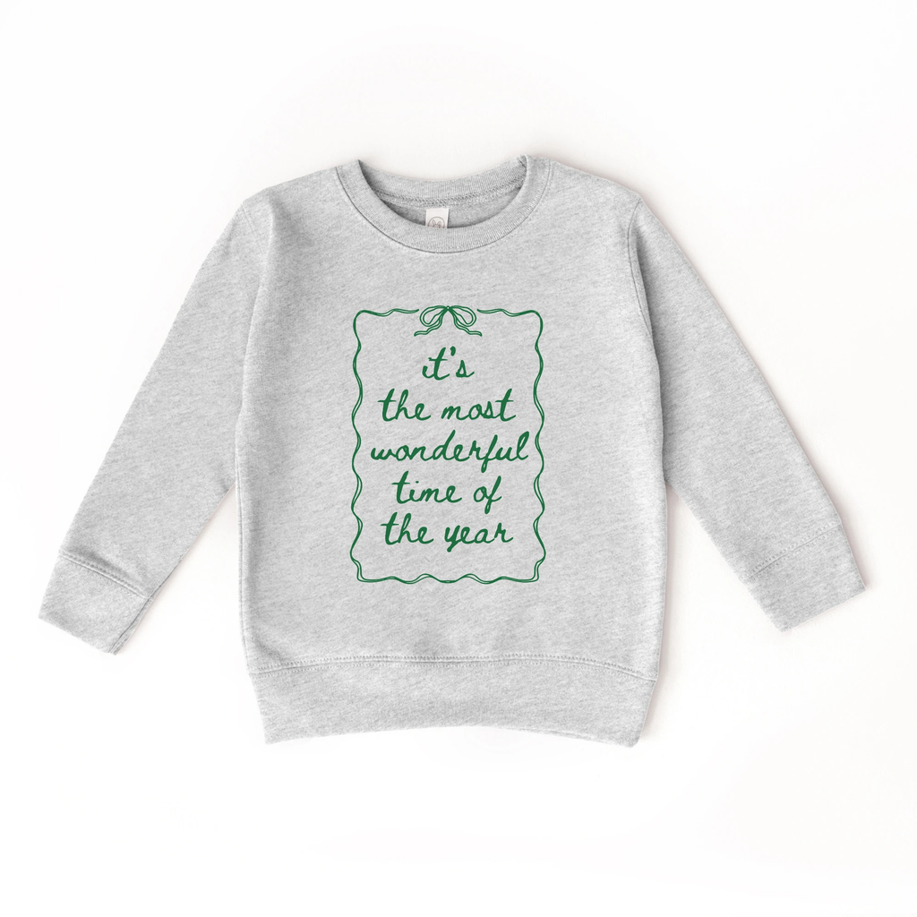 It's the most wonderful time of the Year toddler and youth Sweatshirt, Christmas collection by Benny and Ray Apparel