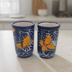 Blue Monarch Talavera Pitcher Set | Mexican Ceramic Drinkware