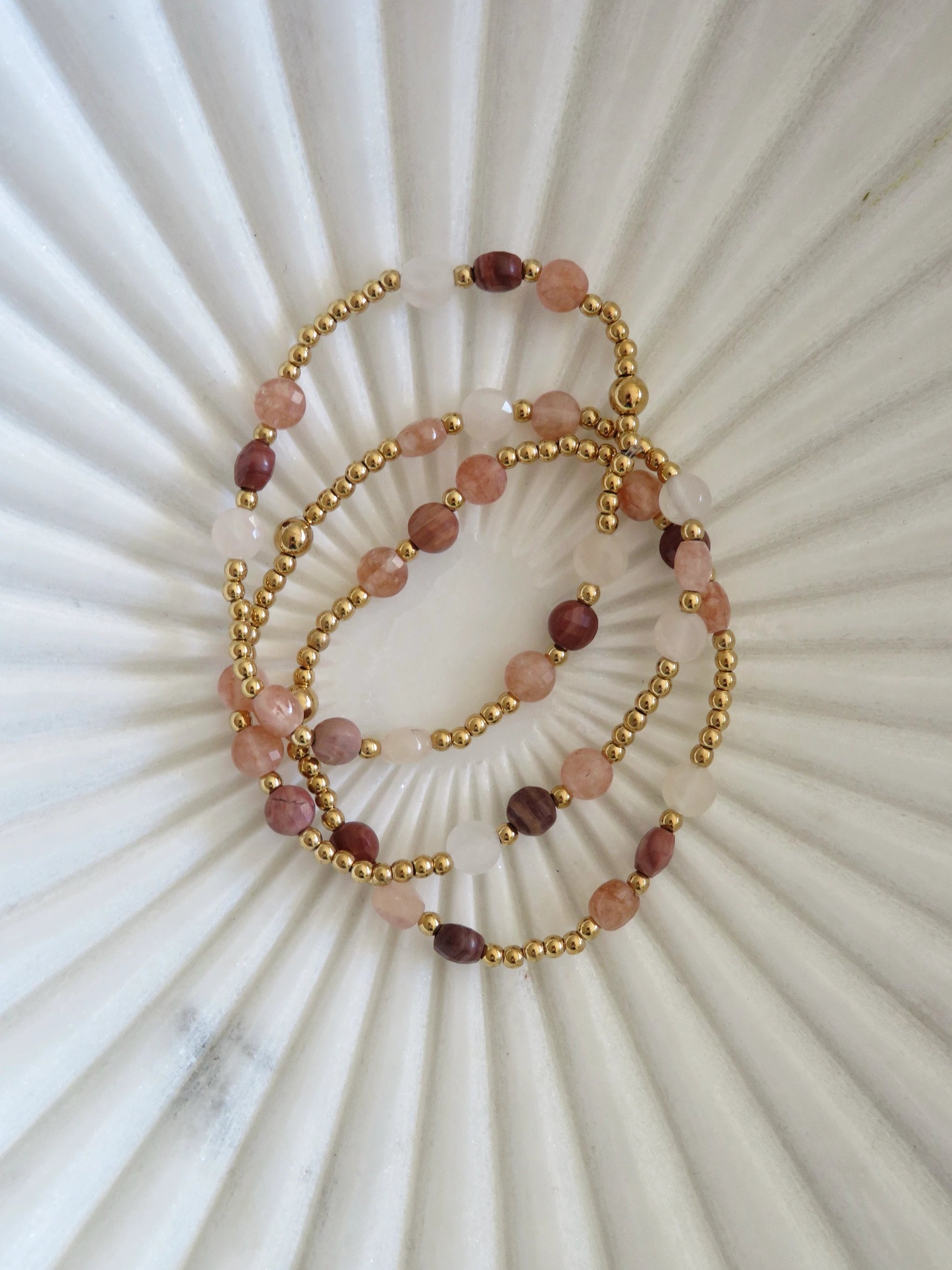 Gold Beaded Elegant Crystal Waterproof Non-Tarnish Bracelets by Curated By Suarez